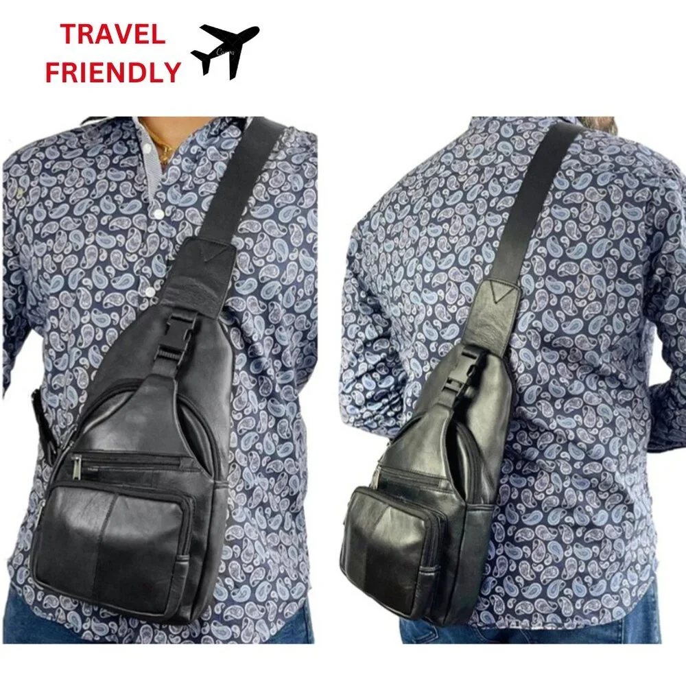 Genuine Leather Sling Backpack Crossbody Bag Shoulder Bag